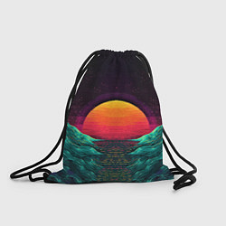 Рюкзак-мешок Пиксельный ретро закат, цвет: 3D-принт