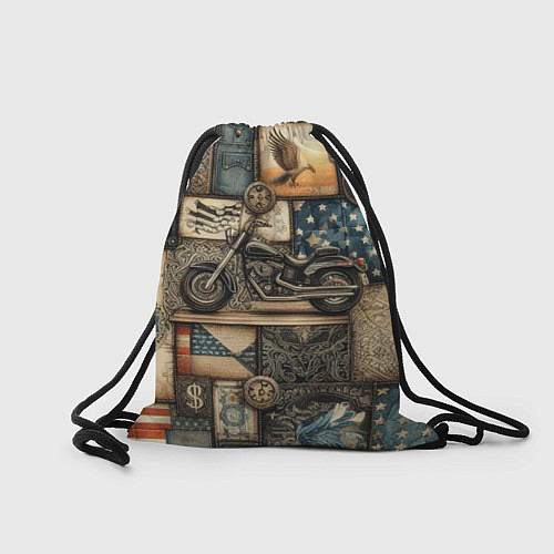 Мешок для обуви Patchwork with a motorcycle - ai art / 3D-принт – фото 2