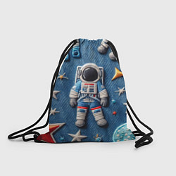 Мешок для обуви Космонавт - вышивка по джинсе нейросеть