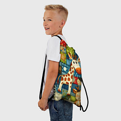 Рюкзак-мешок Жираф и компания - пэчворк нейросеть, цвет: 3D-принт — фото 2