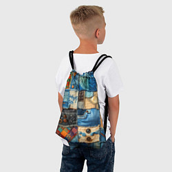 Рюкзак-мешок Vanguard denim patchwork - ai art, цвет: 3D-принт — фото 2