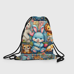 Рюкзак-мешок Funny hare and his friends - patchwork, цвет: 3D-принт