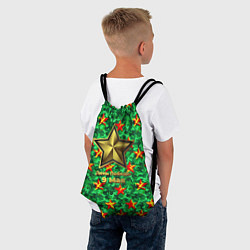Рюкзак-мешок 9 мая звезды на зеленом ярком камуфляже, цвет: 3D-принт — фото 2