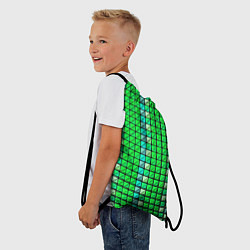 Рюкзак-мешок Зелёные плитки и чёрная обводка, цвет: 3D-принт — фото 2