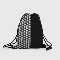 Рюкзак-мешок Белые треугольники на чёрном фоне, цвет: 3D-принт