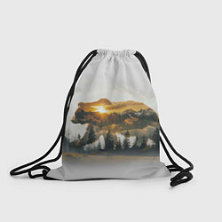 Рюкзак-мешок Медведь и абстрактный лес, цвет: 3D-принт