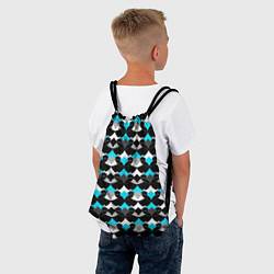 Рюкзак-мешок Синий с черным и белым геометрический узор, цвет: 3D-принт — фото 2