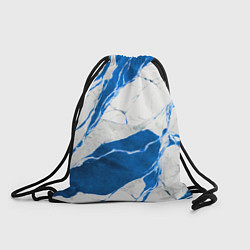Рюкзак-мешок Бело-синий мрамор, цвет: 3D-принт