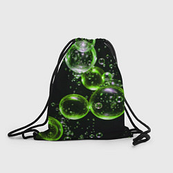 Рюкзак-мешок Зеленые пузыри на черном, цвет: 3D-принт