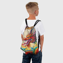 Рюкзак-мешок Дракон на фоне солнца и сакуры - граффити, цвет: 3D-принт — фото 2