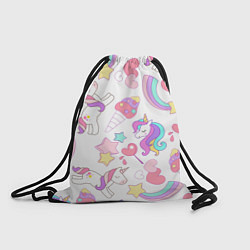 Рюкзак-мешок Единорог мороженое радуга и звездочки, цвет: 3D-принт