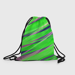 Рюкзак-мешок Зелёный и фиолетовый абстрактные полосы, цвет: 3D-принт