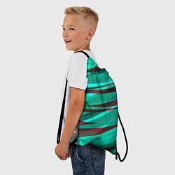 Рюкзак-мешок Бирюзовый и бордовый абстрактные полосы, цвет: 3D-принт — фото 2
