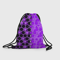 Рюкзак-мешок Техно-киберпанк шестиугольники фиолетовый и чёрный, цвет: 3D-принт