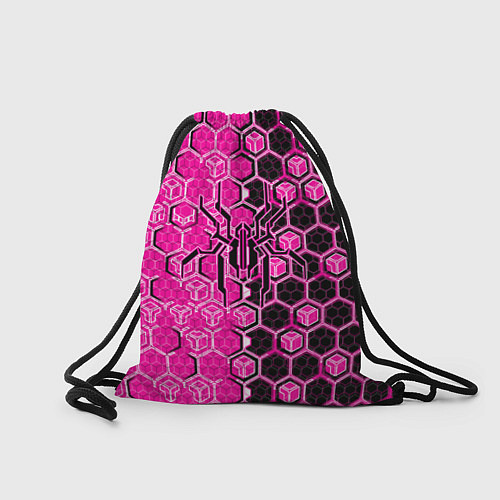 Мешок для обуви Техно-киберпанк шестиугольники розовый и чёрный с / 3D-принт – фото 2