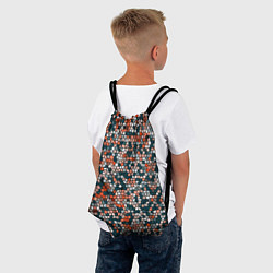 Рюкзак-мешок Красно-бирюзовый паттерн мелкая мозаика, цвет: 3D-принт — фото 2
