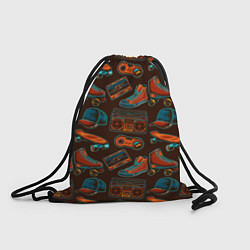 Рюкзак-мешок Retro 80 магнитофон и кеды паттерн, цвет: 3D-принт