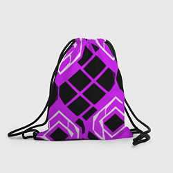 Рюкзак-мешок Чёрные квадраты и белые полосы на фиолетовом фоне, цвет: 3D-принт