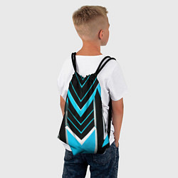 Рюкзак-мешок Серо-голубые полосы на чёрном фоне, цвет: 3D-принт — фото 2