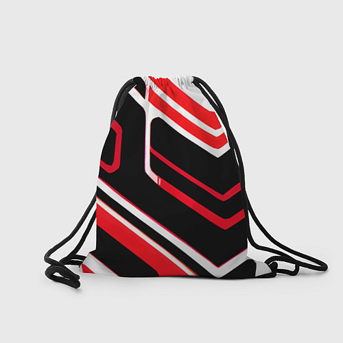Мешок для обуви Бело-красные линии на чёрном фоне / 3D-принт – фото 2