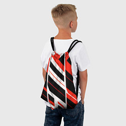 Рюкзак-мешок Black and red stripes on a white background, цвет: 3D-принт — фото 2