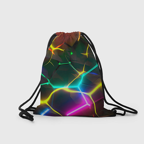 Мешок для обуви Яркие неоновые радужные разбитые плиты / 3D-принт – фото 2