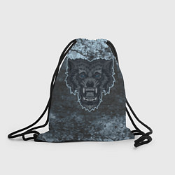 Рюкзак-мешок Темно-синий волк на абстрактном фоне, цвет: 3D-принт