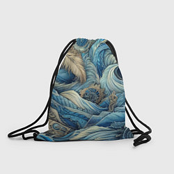 Рюкзак-мешок Паттерн из перьев и джинсы - нейросеть, цвет: 3D-принт