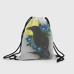 Рюкзак-мешок Чёрный ворон на ветке, цвет: 3D-принт