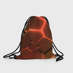 Рюкзак-мешок Теплые оранжевые неоновые плиты в разломе, цвет: 3D-принт