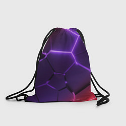Рюкзак-мешок Красно-фиолетовые неоновые плиты в разломе, цвет: 3D-принт