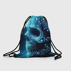 Рюкзак-мешок Cyber neon skull - ai art с дорожками на плате, цвет: 3D-принт