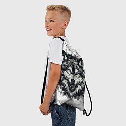 Рюкзак-мешок Гранж - Портрет волка: голова, цвет: 3D-принт — фото 2
