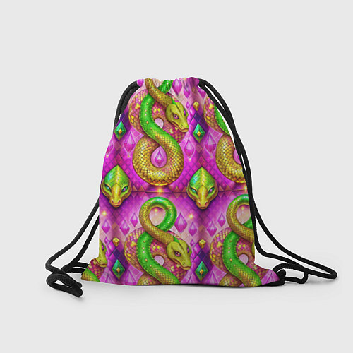 Мешок для обуви Желто-зеленые змеи паттерн / 3D-принт – фото 2