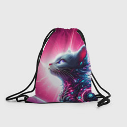 Мешок для обуви Космический кибер котёнок - неоновое свечение