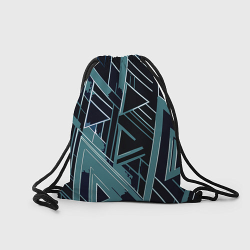 Мешок для обуви Чёрно-бирюзовый абстракция геометричный / 3D-принт – фото 2