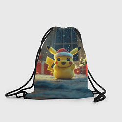 Рюкзак-мешок Счастливый новогодний Пикачу, цвет: 3D-принт