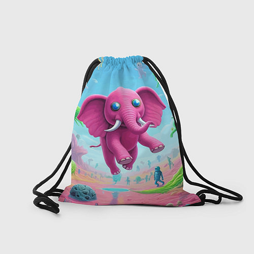 Мешок для обуви Парящий в воздухе розовый слон - сюрреализм / 3D-принт – фото 2