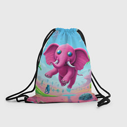 Мешок для обуви Парящий в воздухе розовый слон - сюрреализм