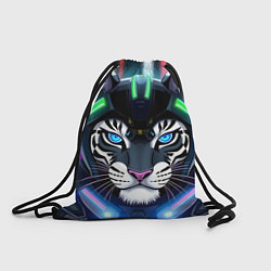 Мешок для обуви Яркий неоновый кибер тигр