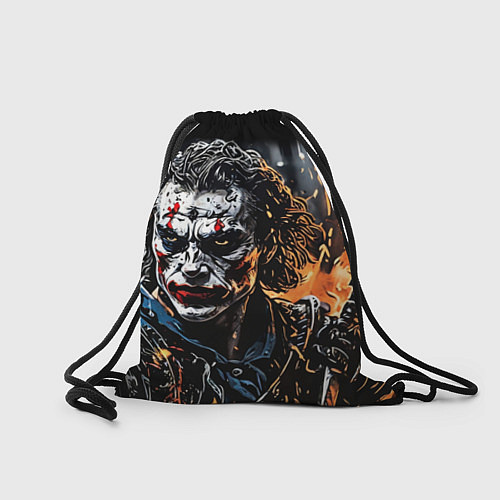 Мешок для обуви Джокер на фоне огня / 3D-принт – фото 2