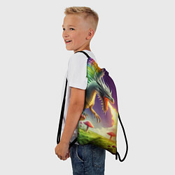 Рюкзак-мешок Огнедышащий дракон на грибной поляне, цвет: 3D-принт — фото 2