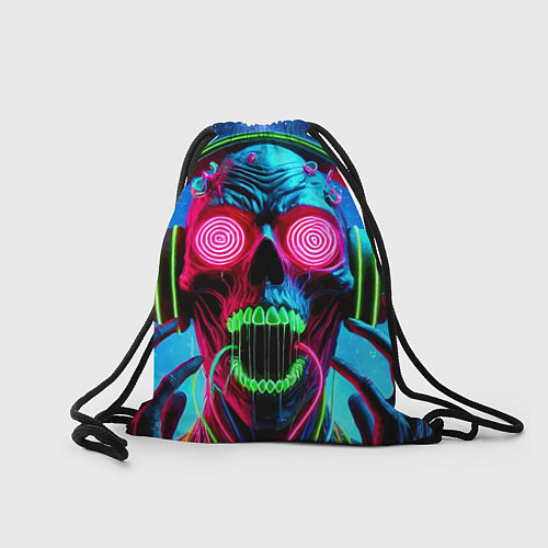 Мешок для обуви Metallica - neon skull with headphones / 3D-принт – фото 2