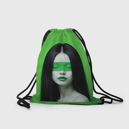 Мешок для обуви Pop art девушка на зеленом фоне / 3D-принт – фото 2