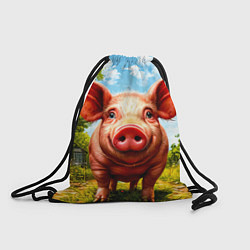 Рюкзак-мешок Свинка в деревне, цвет: 3D-принт