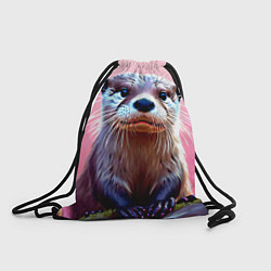Рюкзак-мешок Выдра в розовом цвете, цвет: 3D-принт