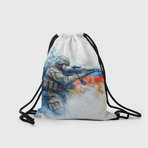 Мешок для обуви Русский солдат и флаг России / 3D-принт – фото 2