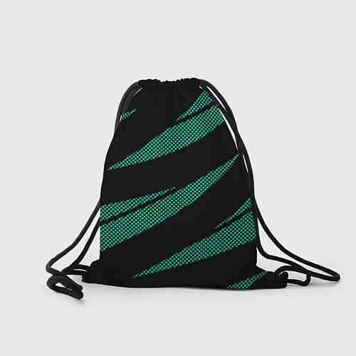 Мешок для обуви Чёрный с бирюзовым текстура точки и полосы / 3D-принт – фото 2