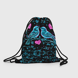 Рюкзак-мешок Неоновые птицы и сердечки, цвет: 3D-принт