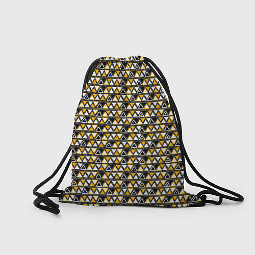 Мешок для обуви Yellow and white triangles on a black background / 3D-принт – фото 2